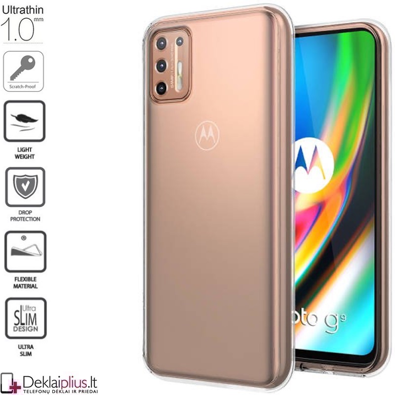 Silikoninis dėklas 1.0 mm storio - permatomas (telefonui Motorola Moto G9 Plus) Silikoninis dėklas 1.0 mm storio - permatomas (telefonui Motorola Moto G9 Plus)